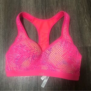 VSX Sport Victorias Secret Neon Pink Mesh Tribal Print Racerback Sports Bra 32C